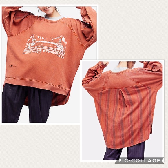 Free People Sweaters - NWT Free People Cotton Ripped Graphic Sweatshirt